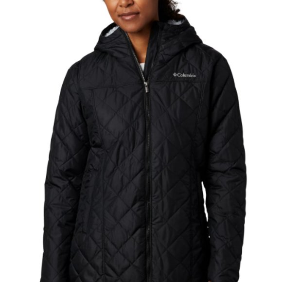 Columbia Copper Crest Hooded Fleece-Lined Mid-Length Coat, Black, L - Picture 3 of 6